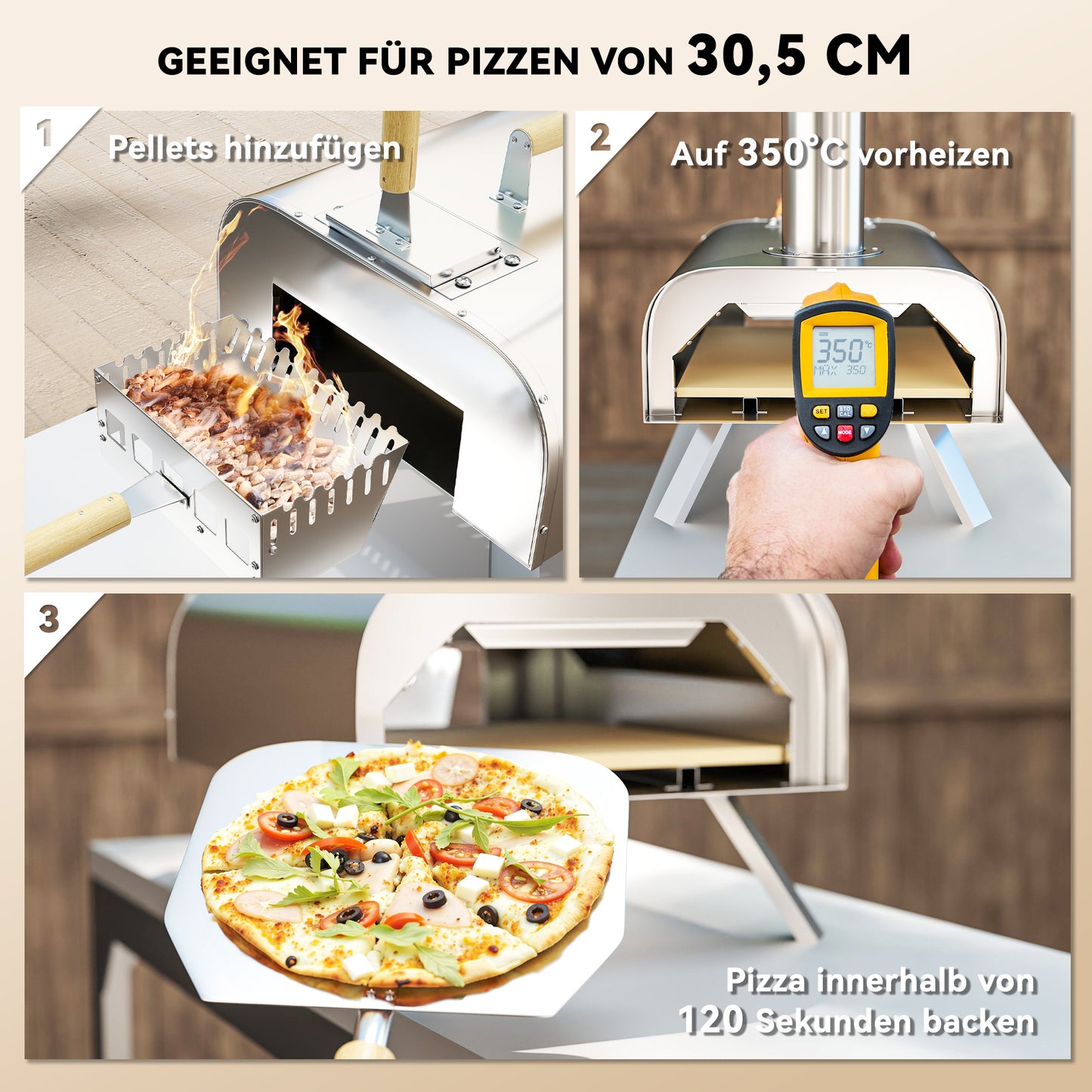 Outdoor Pizza Oven – Mobiele Pizza Oven – Draagbare Pizza Oven – Buitenoven – Pizza Grill – Roestvrij Staal – Inklapbare Poten – Pizzasteen & Schoorsteen