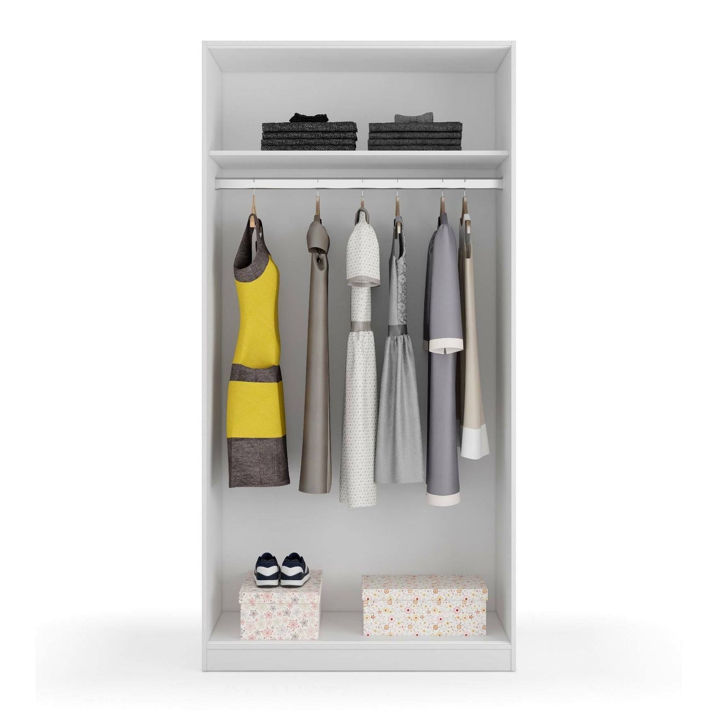 Wardrobe 2 in Front of Dagnan, Bedroom Closet, Furniture with Shelf And Clothes Rail, 100X50H200 Cm, Available in 2 Colors