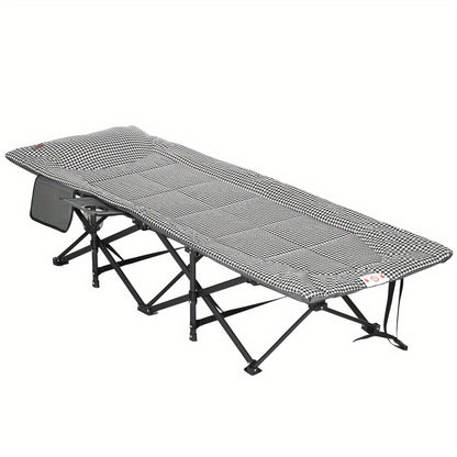 Campingbedje – Reisbedje – Campingbed – Vouwbed – Ligstoel – Aluminium Frame – Inklapbaar Met Bekerhouder – Max 120 Kg – 68x186x48 Cm – Zwart