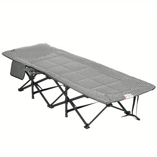 Campingbedje – Reisbedje – Campingbed – Vouwbed – Ligstoel – Aluminium Frame – Inklapbaar Met Bekerhouder – Max 120 Kg – 68x186x48 Cm – Zwart