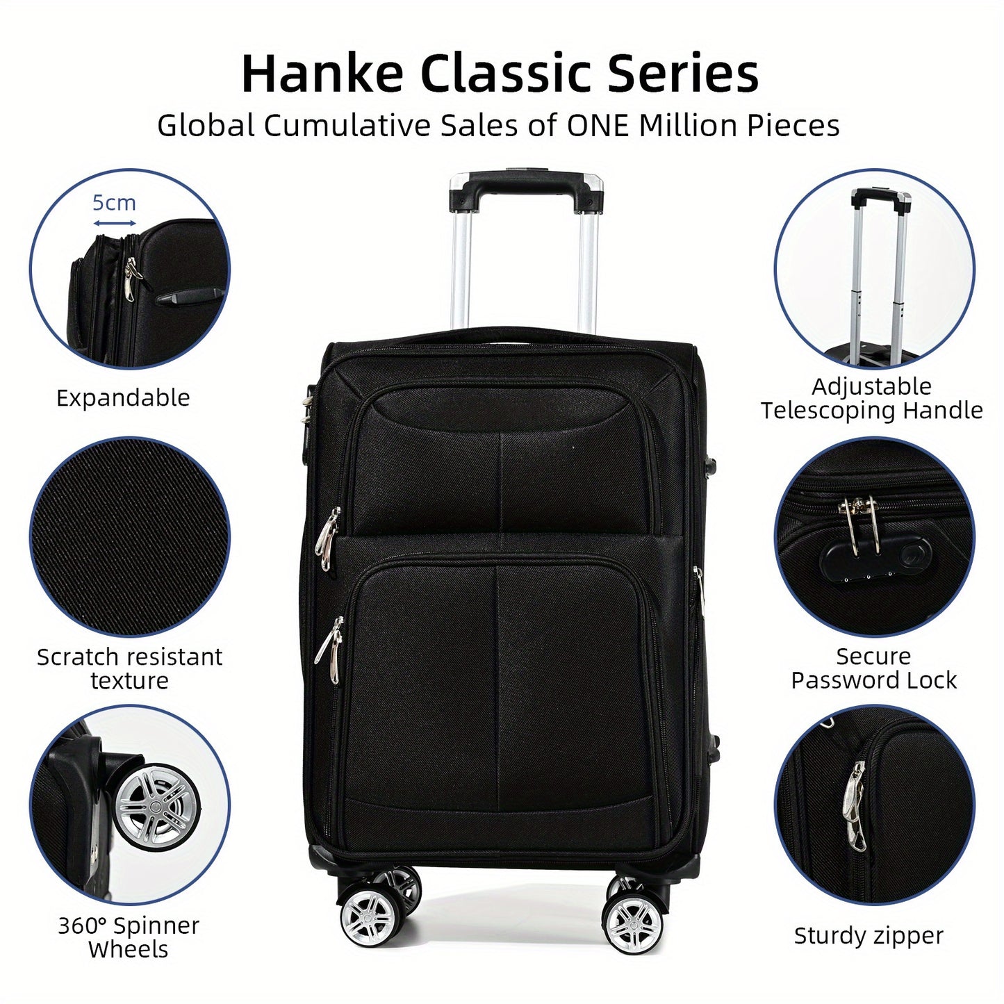 Kofferset – Bagageset – Reiskoffers – Trolleyset – Spinnerkoffers – 3-Delig – Krasbestendig Oxford – Lichtgewicht Met 360° Draaibare Wielen