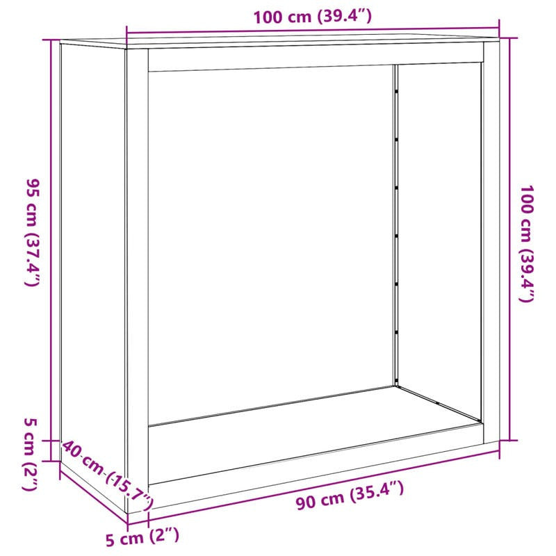 Galvanized Steel Firewood Storage Shelf 100x40x100cm - Heavy-Duty Outdoor Wood Rack with Ventilation Holes, Space-Saving Design for Patio, Garden, or Backyard, Firewood Organizer, Modern Aesthetic, Durable Construction