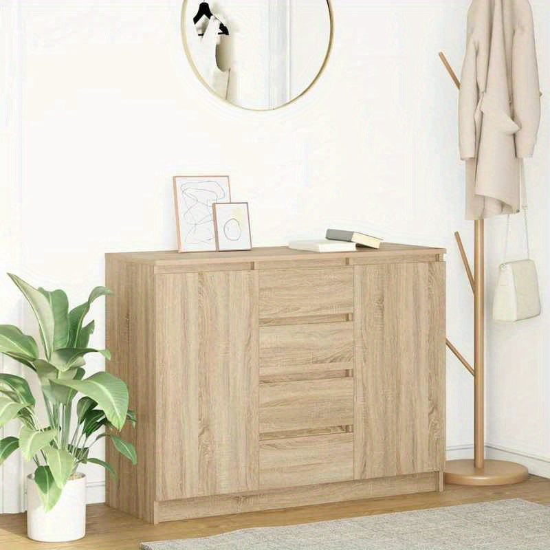 Sideboard with Drawers 100.5X35X76Cm Particle Board Sonoma Oak Color. Sideboards Provide Ample Storage Space to Keep Your Room Tidy And Organized, While Being Both Functional And Attractive.