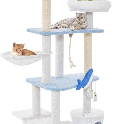 Krabpaal – Kattenkrabpaal – Kattenmeubel – Kattenboom – Krabton – Met Kattenhol & Hangmat – 168 cm Hoog – Sisal Krabstammen