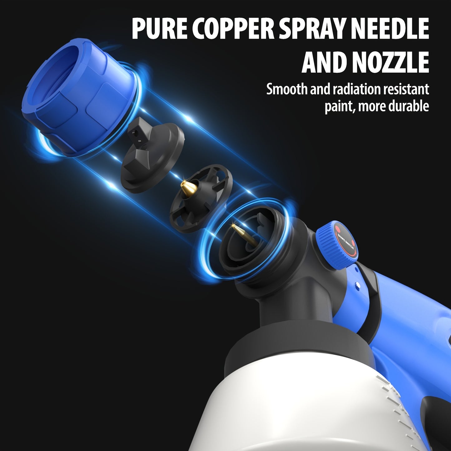 Verfspuit – Verfpistool – Verfspuitpistool – Draadloze Verfspuit – HVLP Verfspuit – 21V Lithium-Ion Accu – 4 Nozzles Inclusief – Instelbare Verfdoorvoer – Ergonomisch Ontwerp