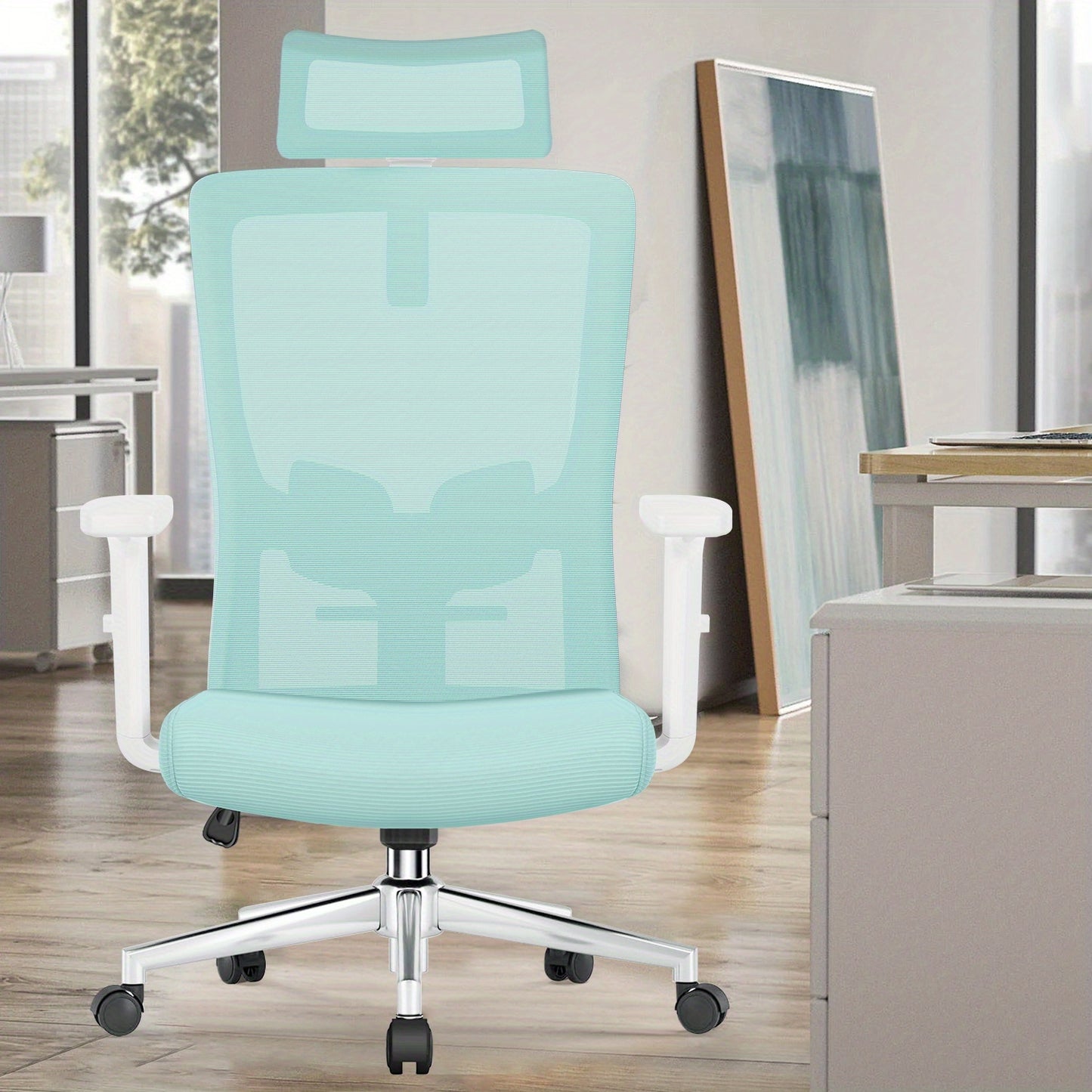 Bureaustoel – Office Chair – Bureaustoelen – Draaistoel – Ergonomische Stoel – Verstelbare Lendensteun – Ademend Mesh Materiaal – Draagvermogen 150 kg