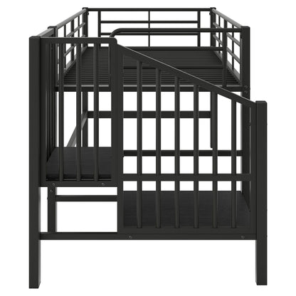 Elevated Storage Stair Bed, Black | Metal Contemporary Style, Assembled, No Electricity Required