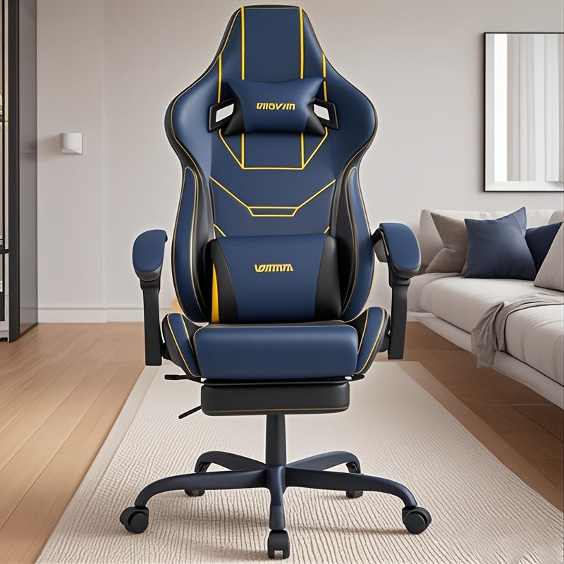 Gamingstoel – Gamestoel – Gaming Chair – Game Stoel – Bureaustoel – Verstelbaar – Met Voetensteun – Ergonomische Lendensteun – Lichtblauw