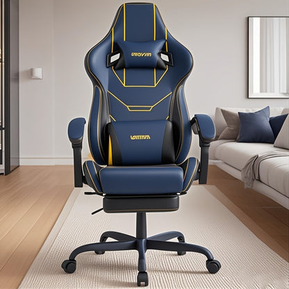 Gamingstoel – Gamestoel – Gaming Chair – Game Stoel – Bureaustoel – Verstelbaar – Met Voetensteun – Ergonomische Lendensteun – Lichtblauw