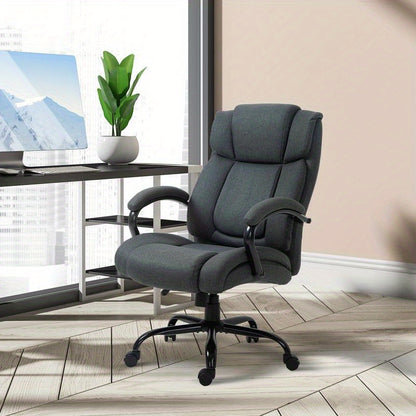Ergonomische Bureaustoel – Bureaustoel Met Armleuning – Draaistoel – Office Chair – Werkstoel – Verstelbare Hoogte – 360° Draaibaar – Stevige 5-Wielbasis – Duurzaam Vinyl – Grijs