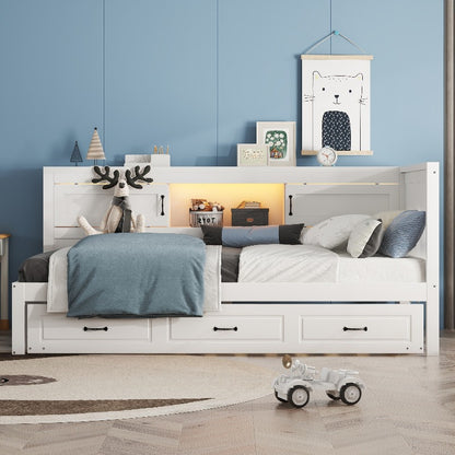 Bankbed – Slaapbank – Bedbank – Logeerbed – Slaapstoel – Modern Wit – Uitschuifbaar 90x200 cm – Opbergruimte Onder Bed Met Wieltjes