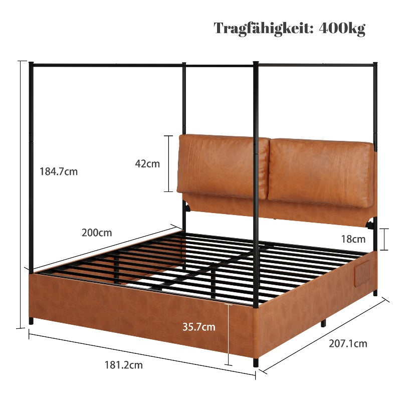 King Size Bedframe – Ledikant – Boxspringbed – Tweepersoonsbed – Slaapkamermeubel – Metalen Frame – Luxe Gestoffeerd Hoofdbord – 180x200 cm