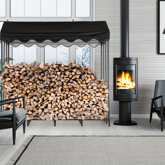 Houtopslag – Brandhoutrek – Haardhoutrek – Houtberging – Houtrek – Extra Groot 185x185x70 cm – Gepoedercoat Legeringsstaal Met Anti-Kantel Beveiliging & Robuuste Stevige Constructie