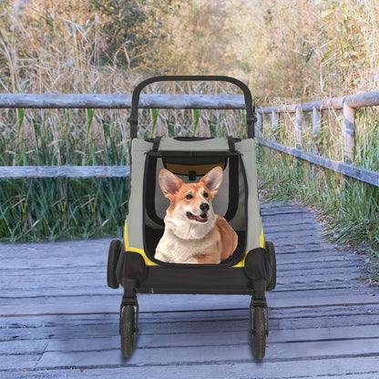 Dierenwagen – Hondenwagen – Pet Stroller – Huisdierwagen – Dierenbuggy – One-Click Vouwsysteem – 4 Heavy-Duty Wielen – Verstelbare Handgreep – Achterrem – Veiligheidsharnas – M