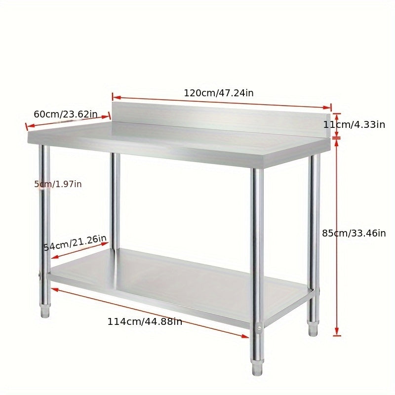 RVS Werkbank – Keukenwerkbank – RVS Tafel – Werktafel – Voorbereidingstafel – Verstelbare Poten – 120 x 60 x 85 cm – Professioneel & Makkelijk Schoon Te Maken