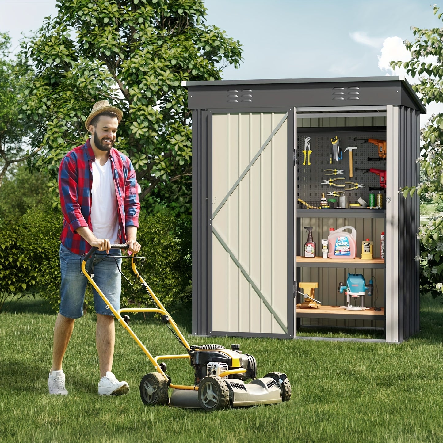 Tuinhuisje – Tuinschuur – Tuinberging – Gereedschapsschuur – Berging – Gegalvaniseerd Staal – 180x162x95 cm – Verplaatsbaar & Weerbestendig