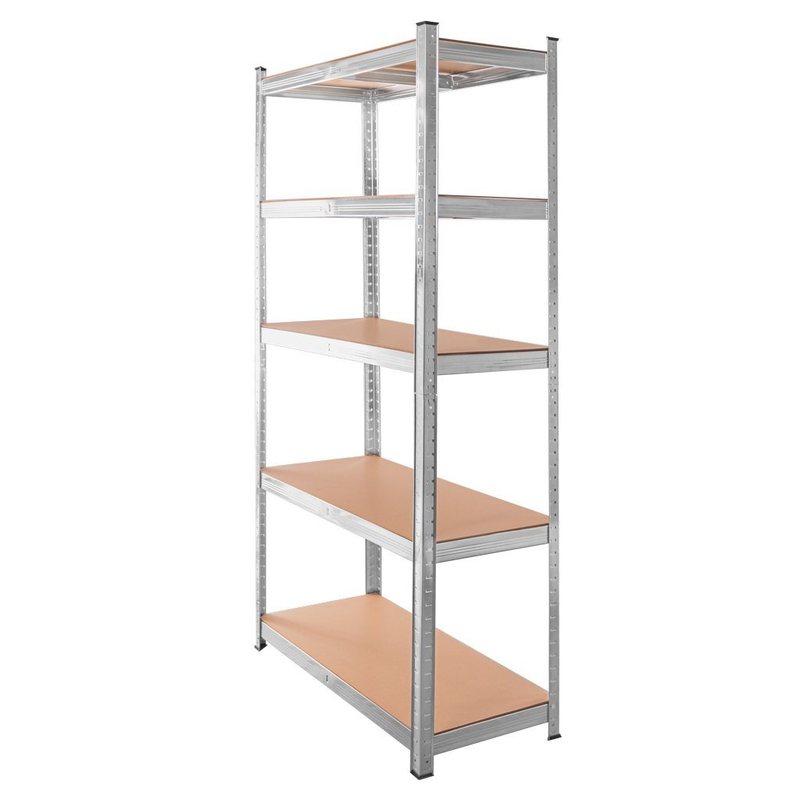 Mega-M Basic Storage Shelf - H-180 cm, L-90 cm, D-40 cm, 5 MDF 4 mm Shelves (175 kg), Galvanized Steel