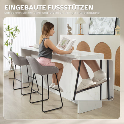 Barkrukken – Barstoelen – Krukken – Stoelen – Barstoelen Set – Grijze Stoffen Bekleding – Foamvulling Comfort – Stevig Metalen Frame