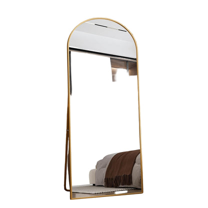 Vloerspiegel – Staande Spiegel – Wandspiegel – Volle Lengte Spiegel – Grote Spiegel – Goud Metalen Frame – 80 x 180 cm – Duurzaam Gebogen Glas