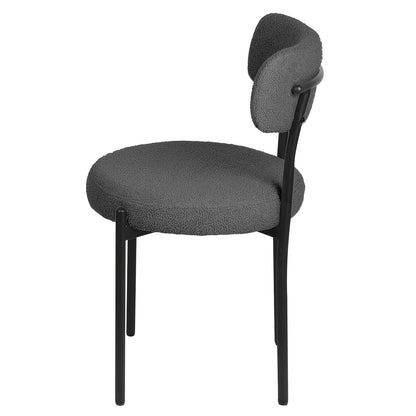 Eetkamerstoel – Stoel – Kuipstoel – Armstoel – Designstoel – Set Van 2 – Teddy Velvet Bekleding – Metalen Poten – Open Rugleuning – Donkergrijs