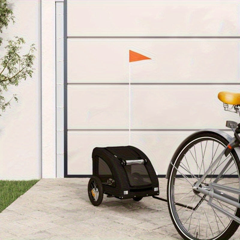 Hondenfietsaanhanger – Hondenaanhanger – Fietsbuggy – Hondenbuggy – Fietsaanhanger Hond – Ruim Interieur – Stevig IJzeren Frame – Openklapbare Voorruit & Zijdeuren – Veiligheidstuig – Zwart Oxford Stof