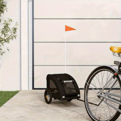 Hondenfietsaanhanger – Hondenaanhanger – Fietsbuggy – Hondenbuggy – Fietsaanhanger Hond – Ruim Interieur – Stevig IJzeren Frame – Openklapbare Voorruit & Zijdeuren – Veiligheidstuig – Zwart Oxford Stof