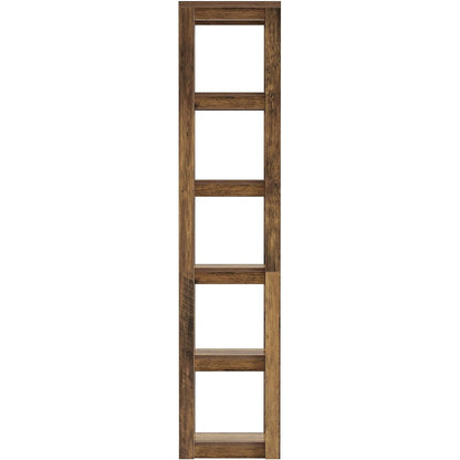Boekenplank – Boekenrek – Wandplank – Boekenhouder – Hoekboekenkast – Vrijstaand – 6-laags – Smal en 180 cm Hoog – Rustiek Bruin Hout