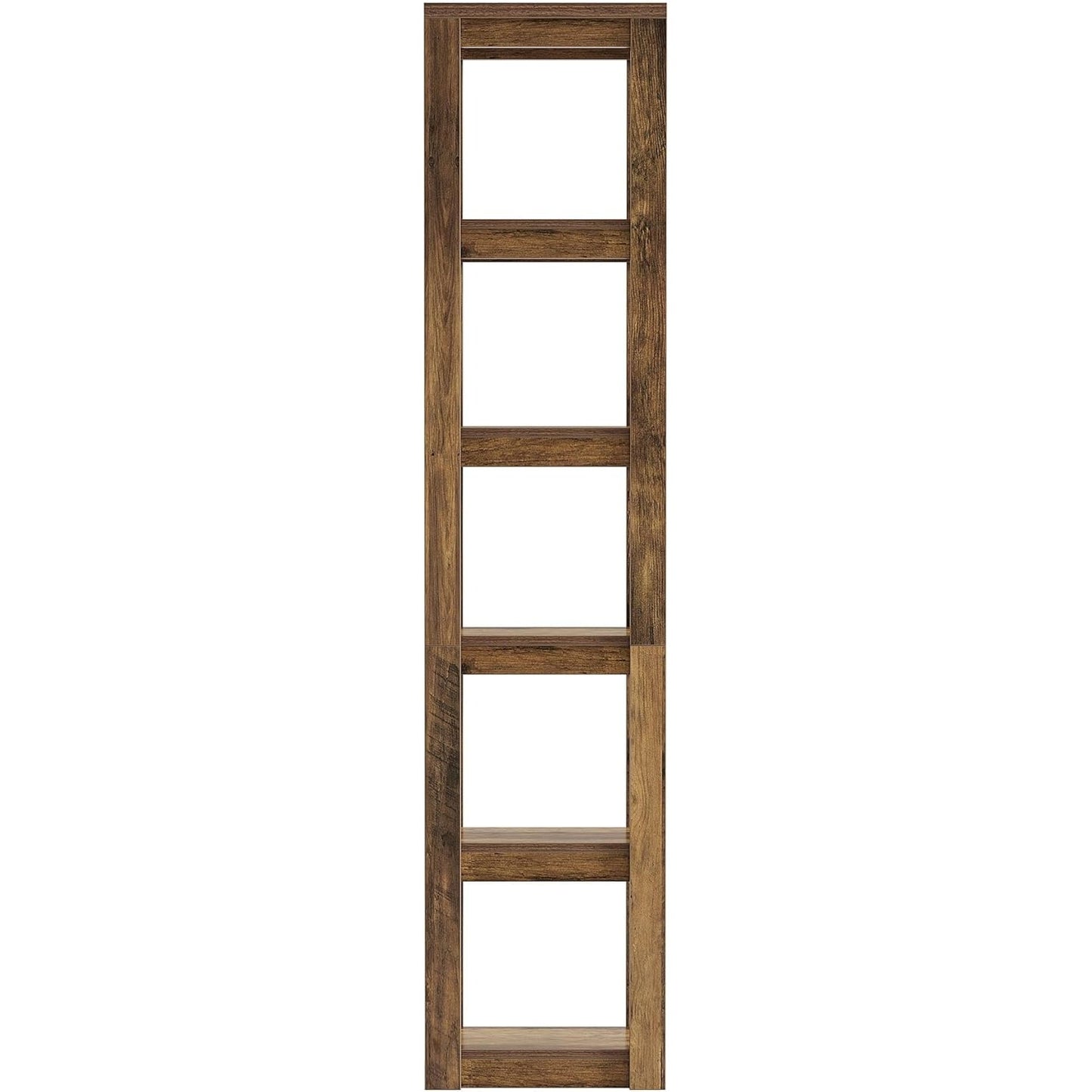 Boekenkast – Boekenrek – Opbergrek – Wandrek – Vakkenkast – 180 cm Hoog – Smal Hoekontwerp – Anti-Kantelbeveiliging – Rustiek Bruin E1 Spaanplaat – 6-Lagen Vrijstaand – Eenvoudige Montage