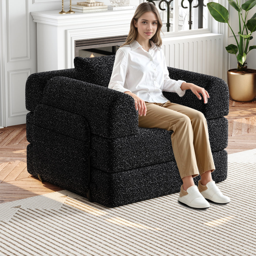 Bankbed – Slaapbank – Bedbank – Logeerbed – Sofa – 2-in-1 Chenille Bank – Opbergruimte in Armleuning – Metalen Frame Stevig
