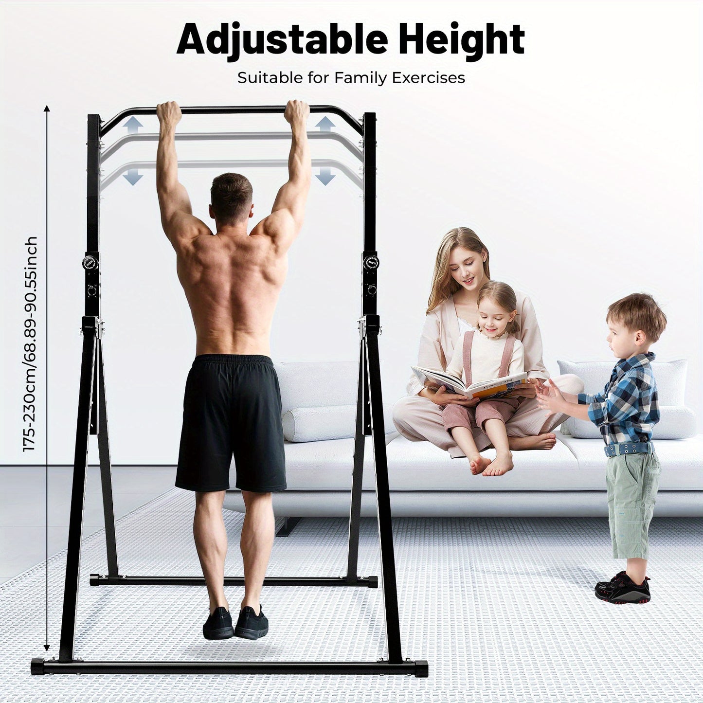 Adjustable Height Triangular Pull Up Station with Heavy-Duty Pull Up Bar - 199.58 KG Capacity, Door/Wall Mounted for home Gym Equipment, Sturdy Triangular Frame & Adjustable Height (161.85-249.94cm) for Pull-Ups, Chin-Ups, Di