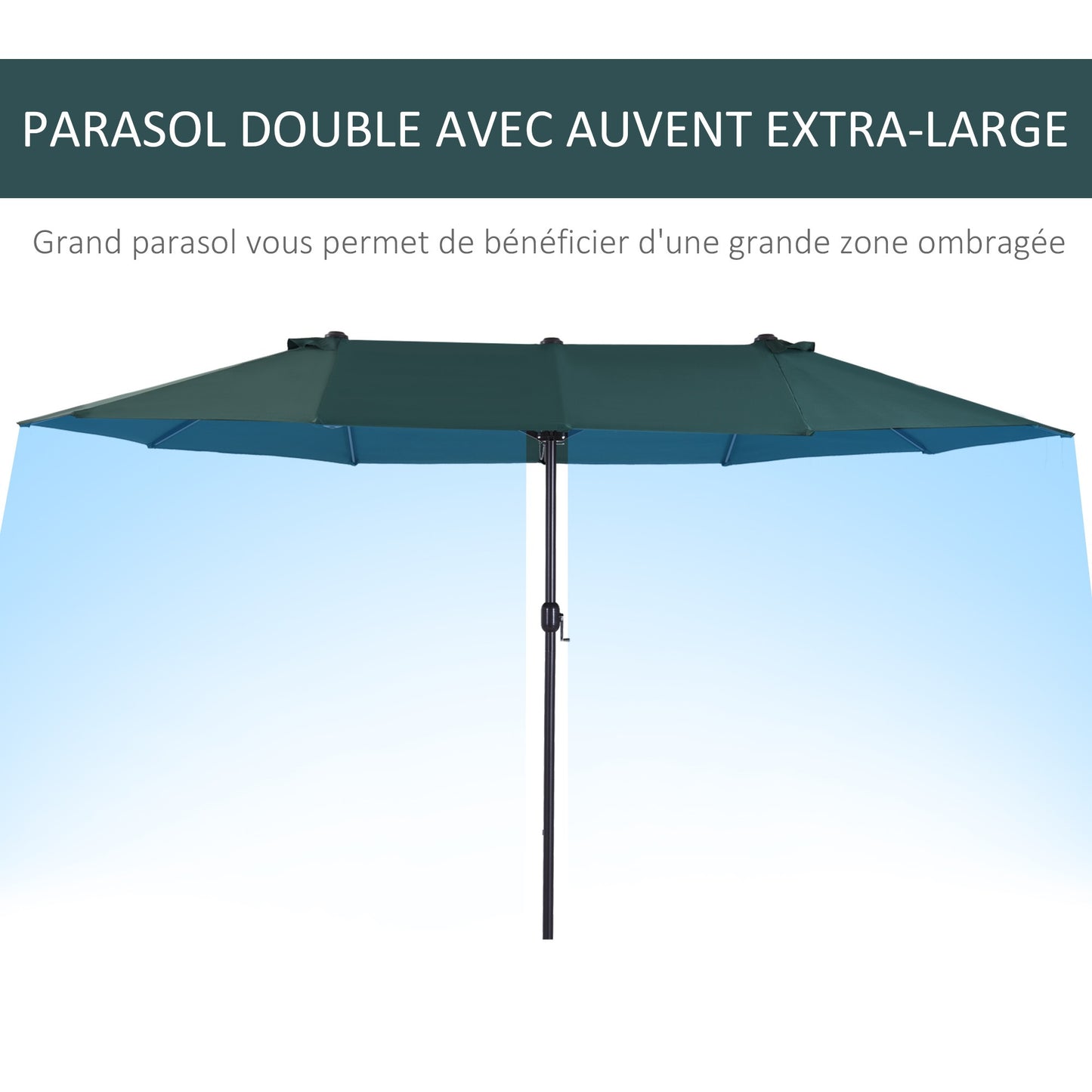 Parasol – Zweefparasol – Stokparasol – Tuinparasol – Terrasparasol – Extra Groot 460x270 cm – Hoogwaardig Polyester 180 g/m²