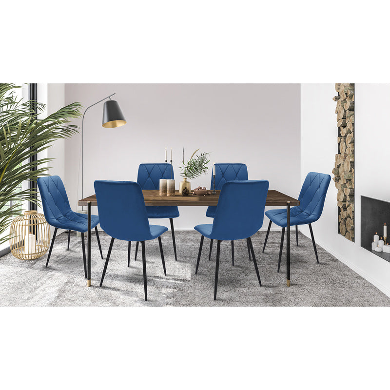 Eetkamerstoel – Stoel – Kuipstoel – Vergaderstoel – Zwart Metalen Poot – Set Van 2 – Navy Blauw – Velvet Bekleding – Hoge Rugleuning – Maximaal 130 kg Draagvermogen