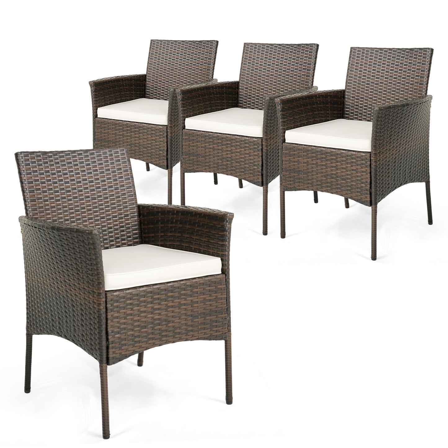 Tuinstoelen – Tuinmeubels – Balkonstoelen – Verstelbare Stoelen – Met Kussen – PE Rattan – Metalen Frame – Ergonomisch Design