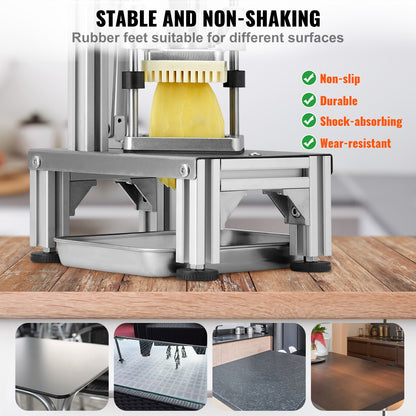 Groentesnijder – Groentesnijmachine – Frietsnijder – Fruit snijder – Dunschiller – 4 Wisselbare Messen – Roestvrijstaal & Aluminium – Ergonomisch Handvat