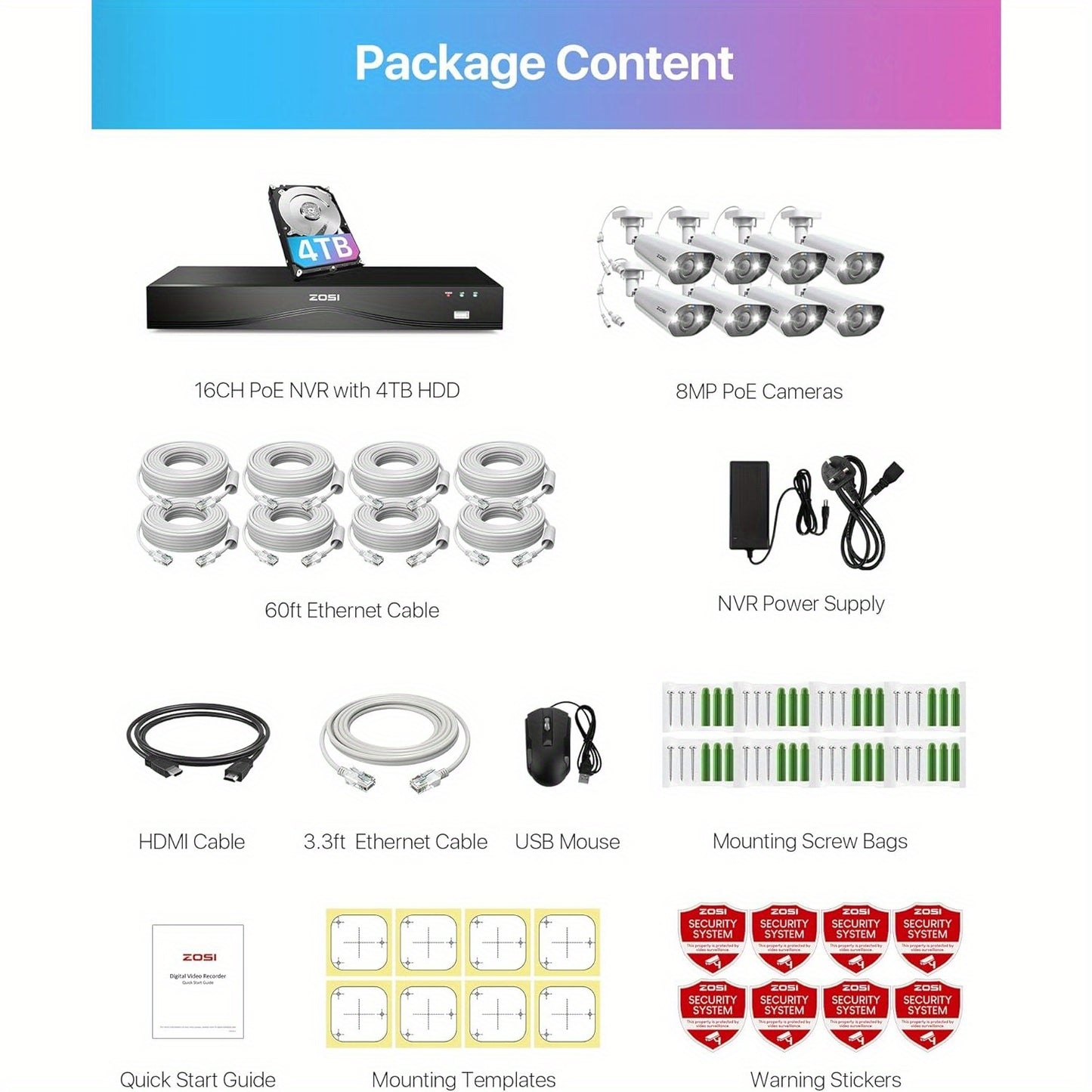 4K Beveiligingscamera Set – Outdoor IP Camera – Surveillance Camera – Veiligheidscamera – Bewakingscamera – PoE Aansluiting – AI Detectie & Spotlight