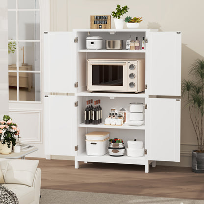 Opbergkast – Bergkast – Voorraadkast – Dressoir – Witte Kast – Moderne 4-Deurs Kast – Verstelbare Planken – Compact 60x30x110 cm – 3,2+ Kubieke Voet – Stevig en Duurzaam – Gebruiksklaar Zonder Elektriciteit