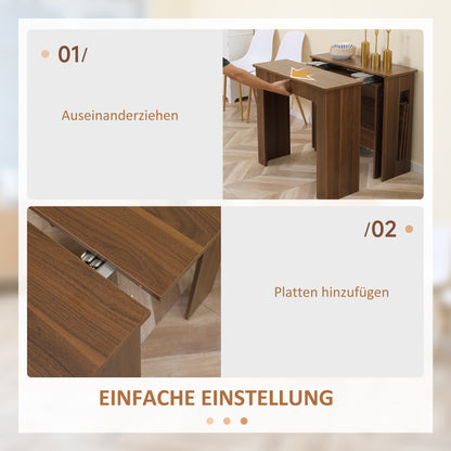 Eettafel – Keukentafel – Uitschuiftafel – Klaptafel – Tafel – Houtlook – Uitschuifbaar – Met Wieltjes – 180x85x75 cm – Ruimtebesparend Design
