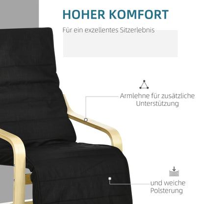 Loungestoel – Fauteuil – Relaxstoel – Zithoekstoel – Schommelstoel – Met Verstelbare Voetensteun – Stevig Metalen Frame – Comfortabele Linnen Bekleding