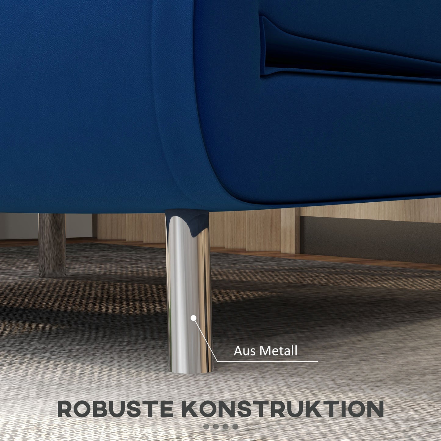 Armchair, Folding Chair with Bed Function, Single Sofa with Cushion, Guest Bed, Upholstered Sofa with Velvet Look, for Living Room, Bedroom, Blue, 77 X 88 X 83 Cm
