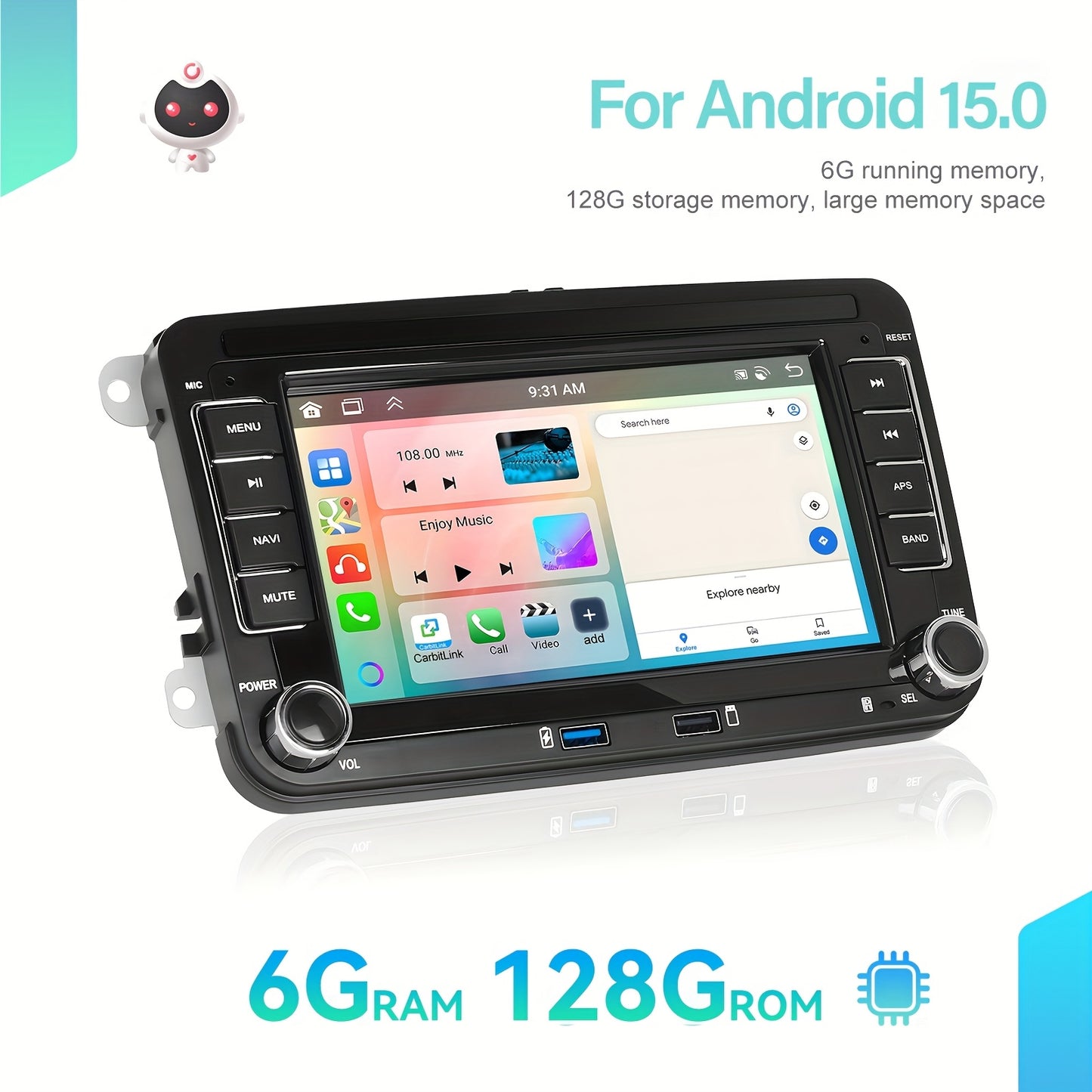 Autoradio – Auto Radio – Multimedia Systeem – In-Car Entertainment – Car Stereo – 9 Inch Touchscreen – Draadloze CarPlay & Android Auto – GPS Navigatie – Achteruitrijcamera Met Microfoon