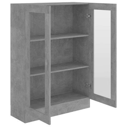 Modern Freestanding Display Cabinet with Doors & Shelves - Concrete Gray Wood Construction, 81.53cmH x 82.55cmW x 114.55cmD Storage Cabinet, 3.2 Cu Ft Capacity, Sturdy Floor Cabinet for Living Room, Home Office, Entryway - Ea