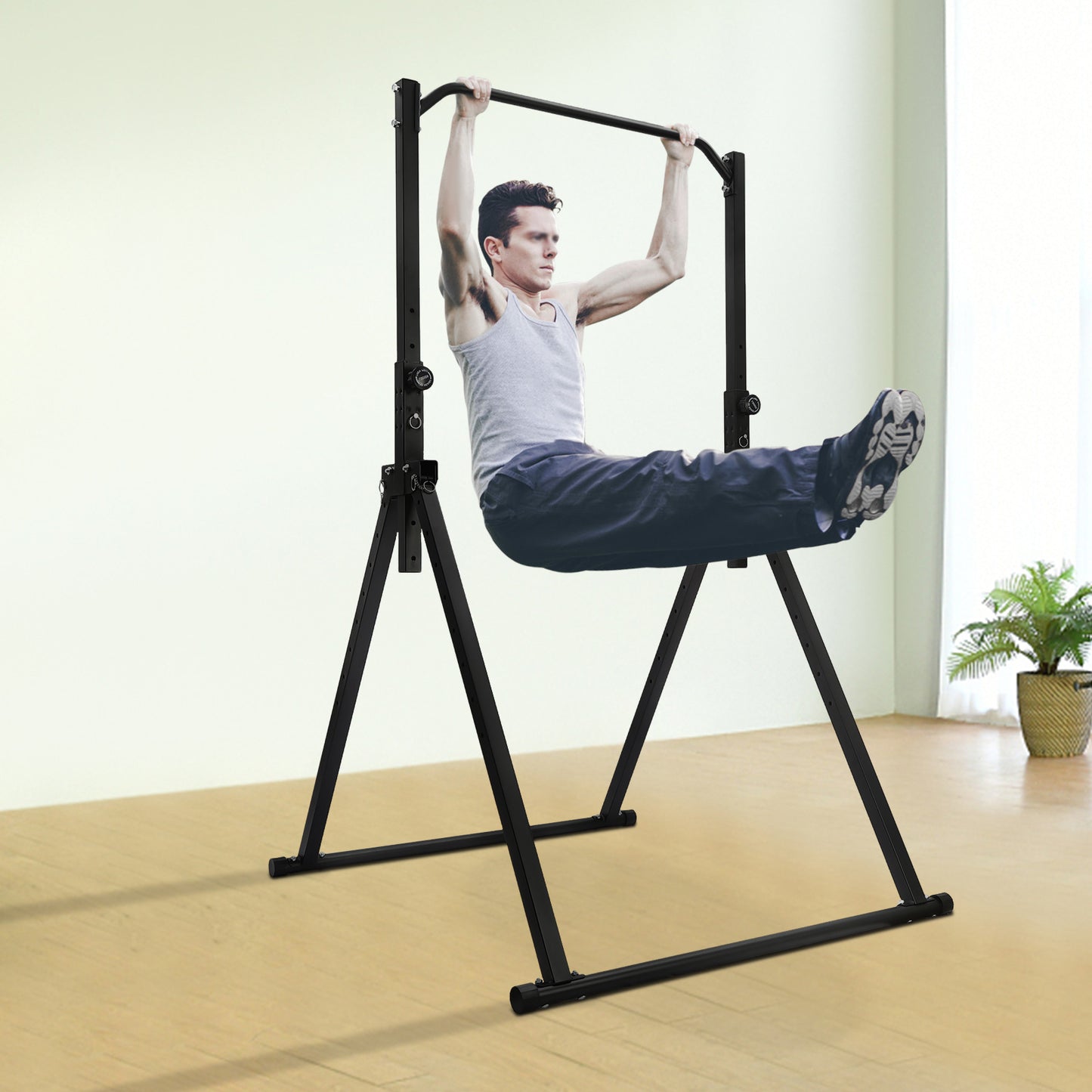 Pull-Up Bar – Optrekstang – Chin-Up Bar – Pull Up Station – Optrekstang Wandmontage – Verstelbare Hoogte 175-230 cm – Carbonstaal 200 kg Draagkracht