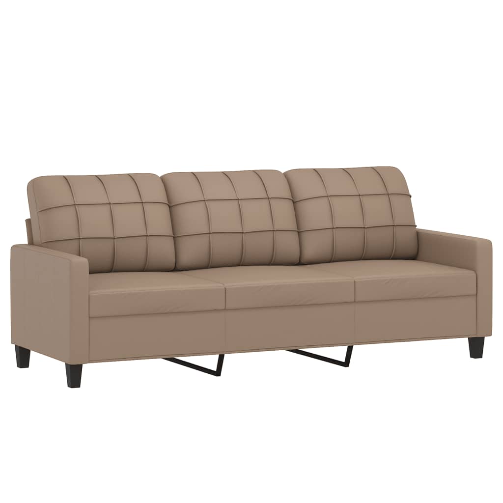 3-zitsbank – 3-zits sofa – Driezitsbank – Bank met voetenbankje – Bankstel – Comfortabele polyester bekleding – Stevig metalen frame – Cappuccino