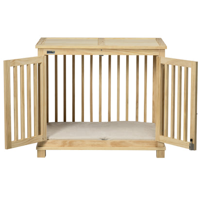 Hondenbench – Hondenkooi – Hondenhok – Dierenkooi – Hondenmand – Natuurlijk Hout – Inclusief Wasbaar Kussen – 82,5x57x72 cm