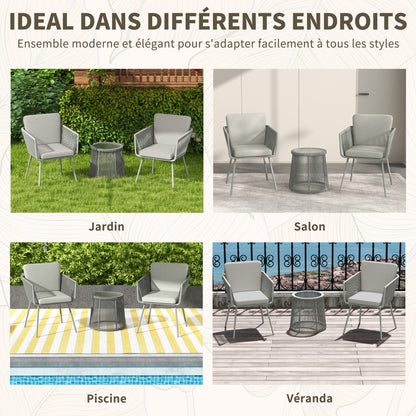 Tuinset 3-Delig – Tuinmeubelset – Balkonset – Terrasset – Loungeset – Compact 2-Persoons – Weerbestendig PE-Rotan – Getemperd Glas Tafelblad