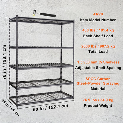 L-vormige Metalen Wandplank – Hoekplank – Wandrek – Opbergplank – Stelling – Stevig Metaal – 152,4 x 60,96 x 198,12 cm