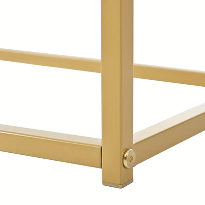 Modern White & Golden Console Table with 2 Drawers - Contemporary Metal Frame, 120x38x76cm, Elegant Side Table for Hallway or Living Room, Easy Assembly, No Power Needed, Living Room Furniture, Sleek Design, Sturdy Constructi