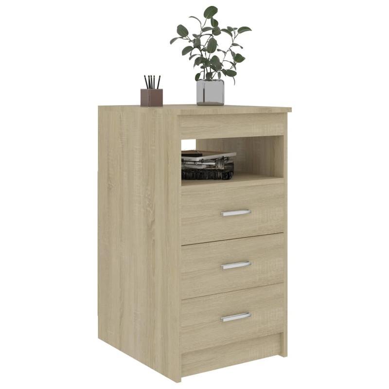 Sideboard – Dressoir – Opbergkast – Kast – Ladenkast – Sonoma Eiken – Compact Ruimtebesparend – Hout Met Metalen Accenten