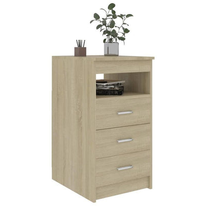 Sideboard – Dressoir – Opbergkast – Kast – Ladenkast – Sonoma Eiken – Compact Ruimtebesparend – Hout Met Metalen Accenten