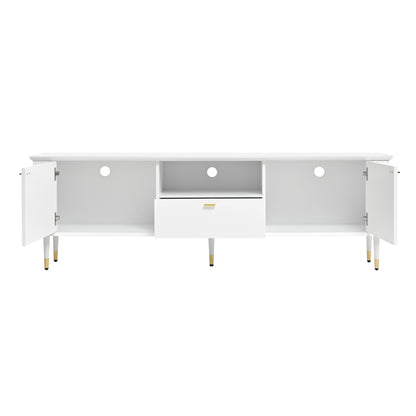 TV Lowboard – Tv Meubel – Mediameubel – Kast – Onderkast – Wit Met Gouden Accenten – Soft-Close Deuren – Kabelmanagement & Verstelbare Pootjes 170x36x54,5 cm